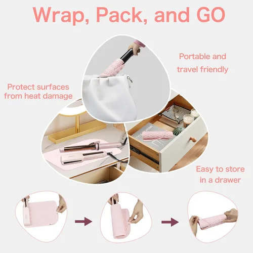 Miniatura 8 de Heysam Alfombrilla térmica profesional para herramientas para el cabello, plancha plana y rizadora, bolsa de almacenamiento de viaje para encimera