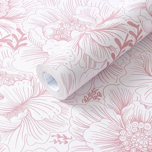 Miniatura 17 de GloryTik Papel Tapiz Floral Despegable y Adhesivo Papel de Contacto Moderno Blanco y Dorado Removible Autoadhesivo para Baño Dormitorio Gabinetes