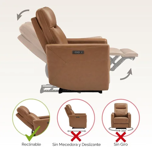 Miniatura 7 de CHITA Silla reclinable eléctrica de cuero genuino para adultos, sillón reclinable eléctrico de pared para espacios pequeños, moderna sala de estar