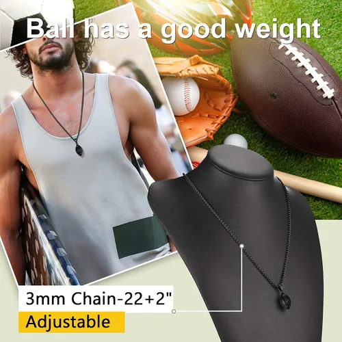 Miniatura 4 de ChainsPro Collar de bola para hombre, joyería deportiva, regalo de confirmación para amantes del fútbol, fútbol, béisbol, cadena de 22 + 2 pulgadas