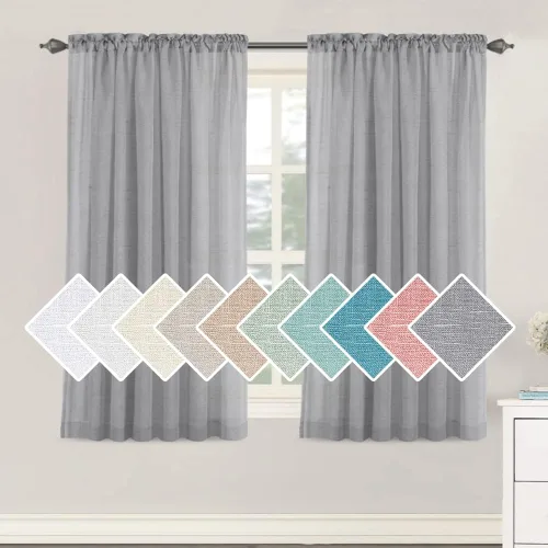 H.VERSAILTEX - Cortinas de mezcla de lino natural semitransparentes, con bolsillo para cortinero, filtrado de luz, 2 paneles, para sala de estar,