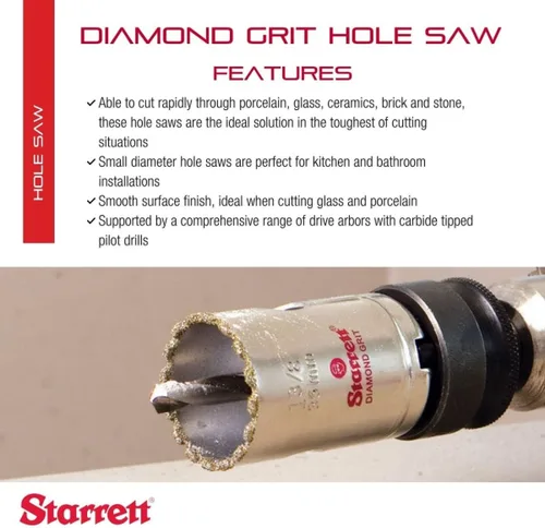 Miniatura 2 de Starrett KD0100-N - Holesaw de grano de diamante de 1 pulgada