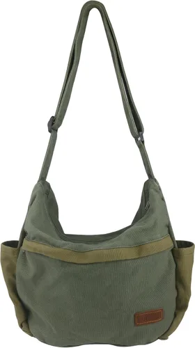 Miniatura 11 de Bolso bandolera grande de lona con múltiples bolsillos para hombres y mujeres, bolso cruzado de hombro para laptop 2 - Verde