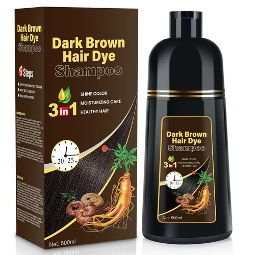 YOURTONE Champú de tinte para cabello castaño oscuro 3 EN 1, champú de color para cabello gris con cobertura para mujeres y hombres, fórmula herbal
