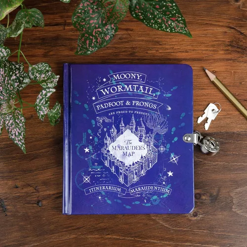 Miniatura 6 de Harry Potter Diario de mapa de Marauder para niños, cuaderno de diario con cerradura y llave con 216 páginas rayadas, con licencia oficial, regalo
