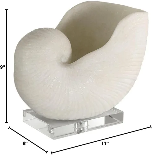 Miniatura 5 de Uttermost Escultura de piedra granular de concha Nautilus de 11" de ancho