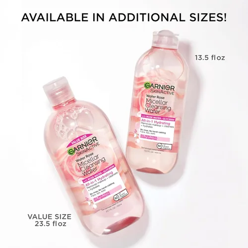 Miniatura 8 de Garnier Agua Micelar con Agua de Rosa y Glicerina, Limpiador Facial Hidratante y Removedor de Maquillaje, para Todo Tipo de Piel, Vegano, Sin