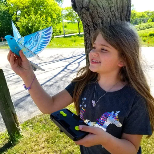 Miniatura 2 de MUKIKIM eBird Paloma Azul - Juguete de Ave RC Volador para Niños. Helicóptero de Aves con Alas Aleteantes Biónicas, Control Remoto