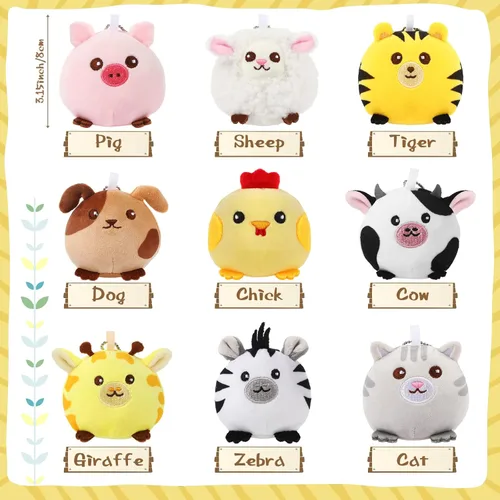 Miniatura 3 de Skylety 9 piezas de mini juguetes de animales de peluche a granel de 3.15 pulgadas, lindo llavero de peluche pequeño para niños, rellenos de bolsas