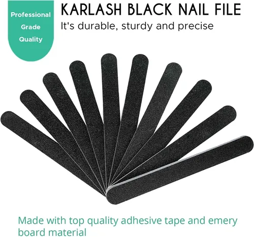 Miniatura 2 de Karlash Tablero de esmeril profesional de doble cara 7 "lima de uñas negra 100/100 10pcs