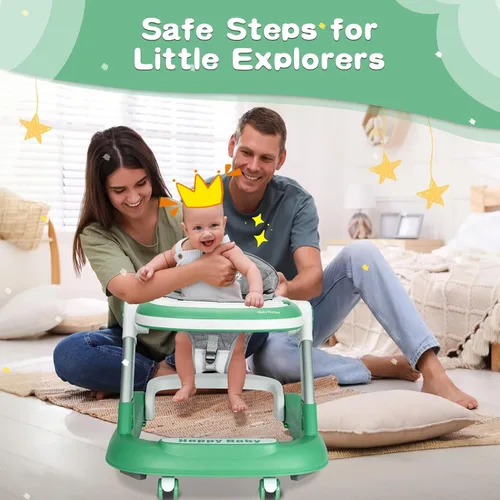Miniatura 6 de Andador para bebés con ruedas 3 en 1, centro de actividades plegable con ruedas silenciosas, 10 alturas ajustables, centro de actividades anticaídas