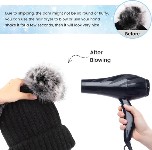 Miniatura 3 de Arctic Paw - Gorro tejido con orejas de pompón de piel sintética