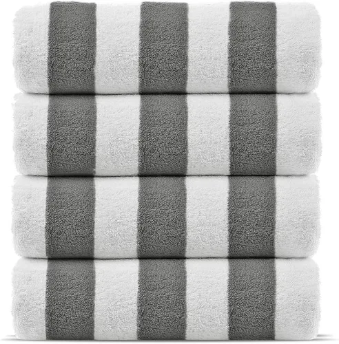 Miniatura 5 de Chakir Turkish Linens Paquete de 4 toallas de playa 100 % algodón de alta calidad, 100 % algodón, a rayas gruesas, multicolor, 30 x 60 pulgadas