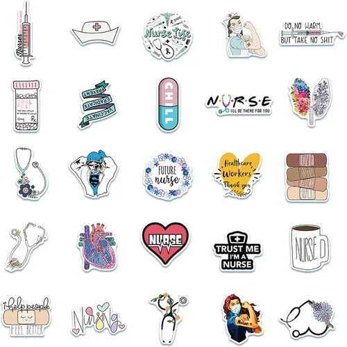 Miniatura 4 de Pegatinas para enfermeras, paquete de 50 unidades, pegatinas, lindas calcomanías de enfermería, regalos para enfermeras, mujeres, adultos, vinilo