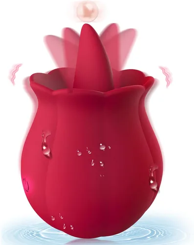 Miniatura 8 de Vibrador de lengua y clítoris con diseño de rosa, estimulador de vibración juguete sexual para mujeres Juguete para lamer rosa para adultos 10
