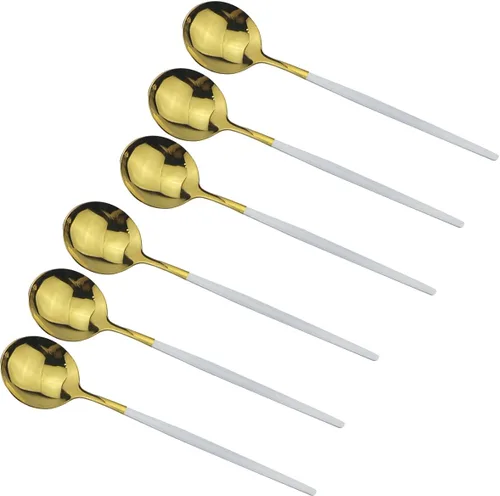 Miniatura 7 de Cubiertos de oro blanco pulido brillante, diseño ligero, 36 piezas de acero inoxidable, juego de cubiertos de servicio para 6, incluyendo tenedores