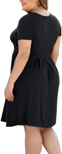 Miniatura 4 de Vestido para mujer tallas grandes, informal de manga larga, plisado con bolsillos