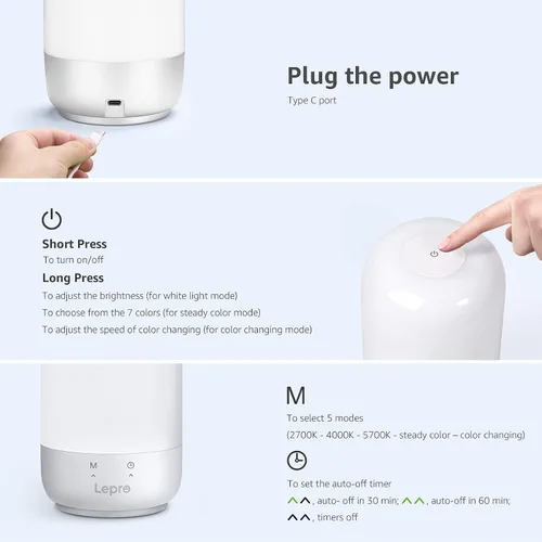 Miniatura 9 de Lepro Bundle - Lámpara de escritorio LED blanca y lámpara de mesa LED (plata)
