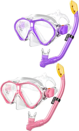 Miniatura 16 de Gintenco Juego de esnórquel para niños, máscara de buceo para niños como gafas de natación unisex, juego de máscara de buceo antivaho y esnórquel
