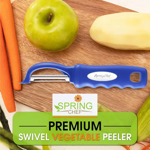 Miniatura 7 de Spring Chef Pelador de Verduras Giratorio Premium, Mango de Agarre Suave y Cuchillas de Acero Inoxidable Ultra Afiladas - Pelador de Cocina Perfecto