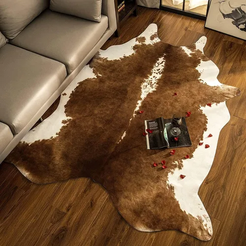Miniatura 20 de BENRON Alfombra Premium de Piel de Vaca Sintética, Estampado de Vaca, Alfombras Rústicas Occidentales para Sala de Estar y Dormitorio, Pieles