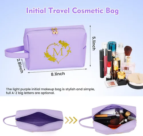 Miniatura 2 de Bolsa de cosméticos de viaje, bolsa de maquillaje – Bolsa de maquillaje personalizada con inicial, impermeable, bolsa grande de maquillaje, regalos
