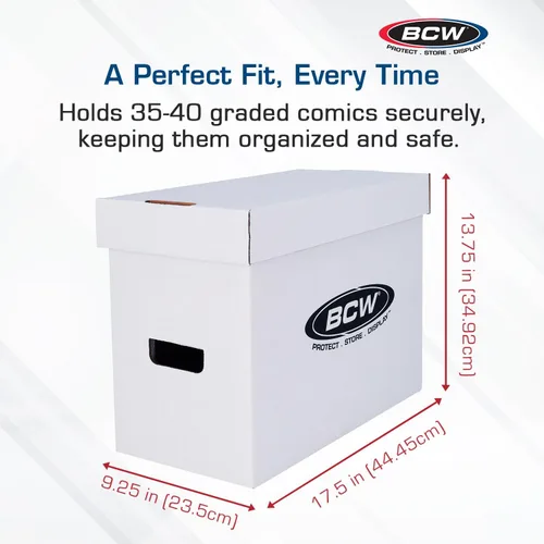 Miniatura 3 de BCW Caja de almacenamiento de cómics graduada, 10 unidades, papel corrugado blanco duradero, compatible con CGC Comics, capacidad para cómics de 35