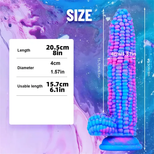 Miniatura 2 de Monster Consolador Colorido Grano Grande Maíz Adulto Sexo Juguete con Fuerte Ventosa 8 Pulgadas Flexible Suave Consoladores Vegetales - Azul