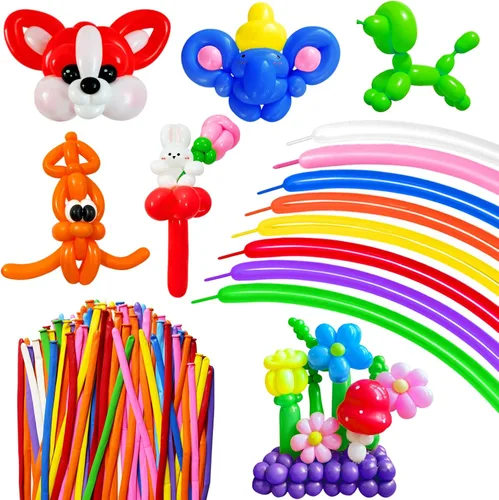 Miniatura 14 de 100Pcs Globos Negros 260, Globos Largos para Atar Arco de Globos, Globos Largos y Finos para Torcer Globos de Animales, Globos para Cumpleaños