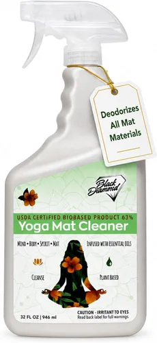 Black Diamond Stoneworks Limpiador en aerosol para esterilla de yoga: aceites esenciales certificados por USDA BIOBASED; seguro para todo tipo de