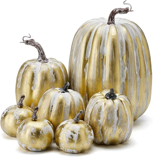 Miniatura 13 de 7 piezas de calabaza de simulación de Halloween para Halloween, artesanía artificial, cosecha de otoño, suministros de fiesta en el hogar