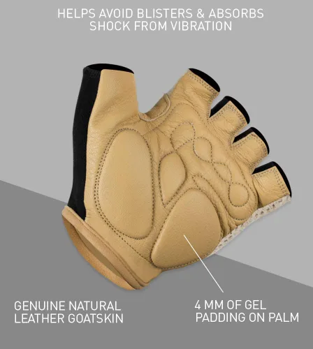 Miniatura 4 de AEROTECHDESIGNS Guantes de ciclismo de ganchillo Palmas acolchadas de gel extra gruesas Cuero natural y algodón
