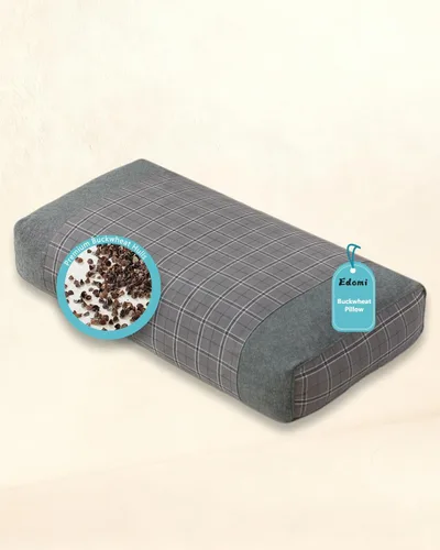 Miniatura 13 de Almohadas rectangulares para el cuello de trigo sarraceno, almohadas planas de apoyo cervical de 19.6 x 9.8 pulgadas para dormir, relleno de casco