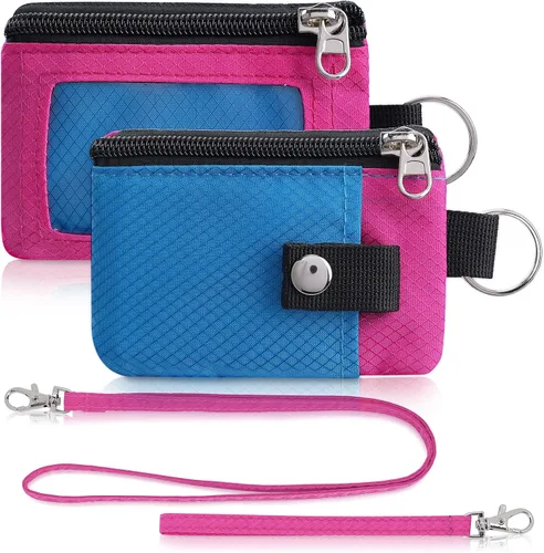 Miniatura 43 de Artpaxy Cartera minimalista para hombres y mujeres, llavero con bloqueo RFID, con cremallera, pequeña cartera con ventana de identificación, 2