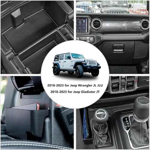 Miniatura 2 de Caja de almacenamiento organizadora de consola central de 4 piezas para Jeep Wrangler JL JLU y Gladiator JT, organizador de bandeja de consola