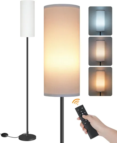 Lámpara de pie regulable para sala de estar con control remoto e interruptor de pie, lámpara de pie de esquina, lámpara alta de pie moderna, Blanco
