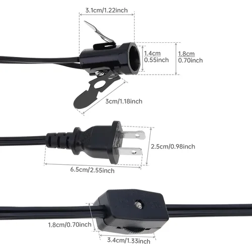 Miniatura 7 de RTNLIT Cable de repuesto para lámpara de sal, cable de luz nocturna con enchufe de bombilla E12, enchufe de interruptor giratorio para accesorios