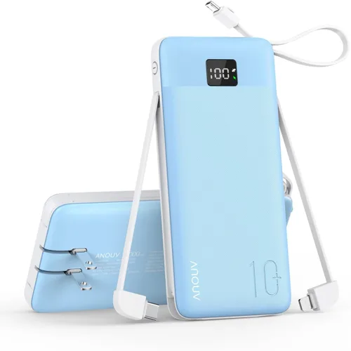 Miniatura 11 de Portable Charger Built-in Cables, AC Wall Plug and Magnetic Wireless iWatch Charger, 10000mAh 22.5W PD Fast Charging Power Bank, Compact Battery
