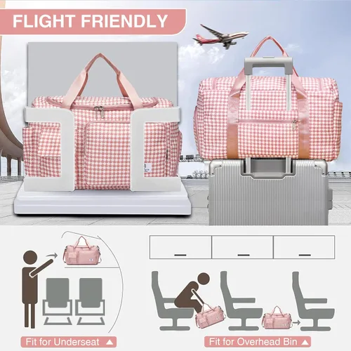Miniatura 28 de Pequeña bolsa de gimnasio para mujer, bolsa de viaje con compartimento para zapatos