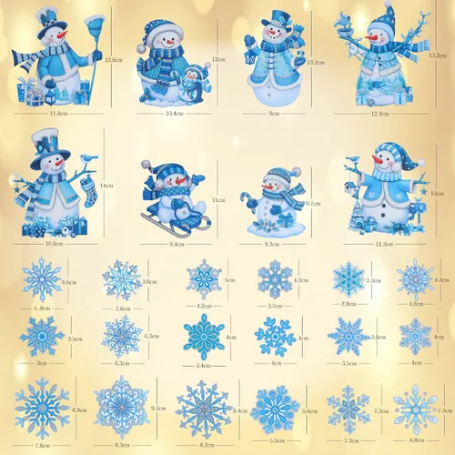 Miniatura 3 de Calcomanías de ventana de Navidad para vidrio, pegatinas de muñeco de nieve para ventana, polvo de brillo, etiquetas adhesivas estáticas de brillo