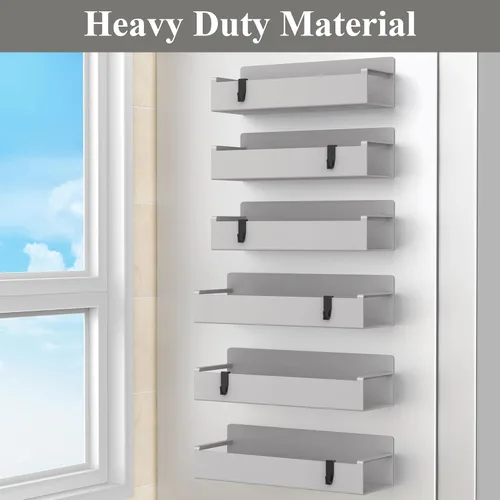 Miniatura 4 de HuggieGems Paquete de 6 organizadores magnéticos para especias para refrigerador y horno, organizadores de nevera gris claro y almacenamiento