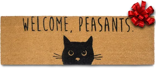 Miniatura 8 de Felpudo de bienvenida con diseño de campesinos y gatos, 50 x 15 pulgadas, regalo de gato negro, tapete de bienvenida grande para áreas cubiertas