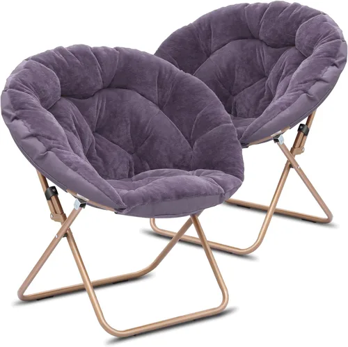 Miniatura 36 de Cómoda silla con platillo, silla de sala de estar, silla plegable acolchada suave de piel sintética, cómoda silla cuadrada de luna para sala
