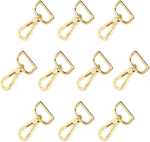 Miniatura 8 de 10 cierres giratorios de 1 pulgada con anillo en D de pinza de mosquetón para correa, cordón de puerta de empuje, clips de gancho giratorio a Latón