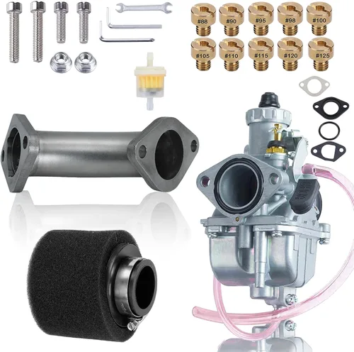 JMCHstore VM22 Carburador con colector curvo de rendimiento, tubo de entrada deslizante Kit de carburador para Predator 212cc GX200 Coleman CT200U