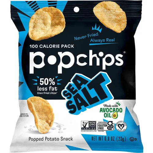 Miniatura 3 de Popchips Paquete variado – Papas fritas horneadas de 0.8 onzas, bolsa de aperitivos 10 de cada uno (BBQ, sal marina, crema agria y cebolla)