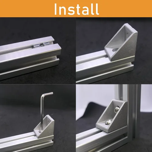 Miniatura 6 de 20 juegos de conectores de perfil de aluminio serie 1010, 20 soportes de esquina 1010, 40 tuercas en T, 40 tornillos hexagonales y 1 llave