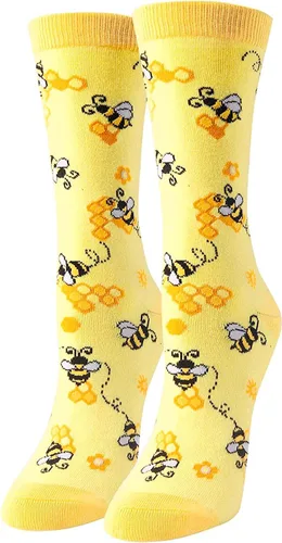 HAPPYPOP Regalos divertidos de abeja, regalos de dinosaurio para mujeres y niñas, calcetines novedosos con diseño de flamenco y gato para mujer