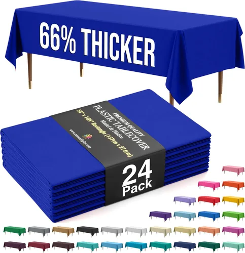 Miniatura 85 de Exquisite 66% Thicker Premium Plastic Table Cloth Rectangle Table Cover 0.5 Mil 6 Pack Aqua Table Cloth 54 Inch x 108 Inch Disposable Tablecloth