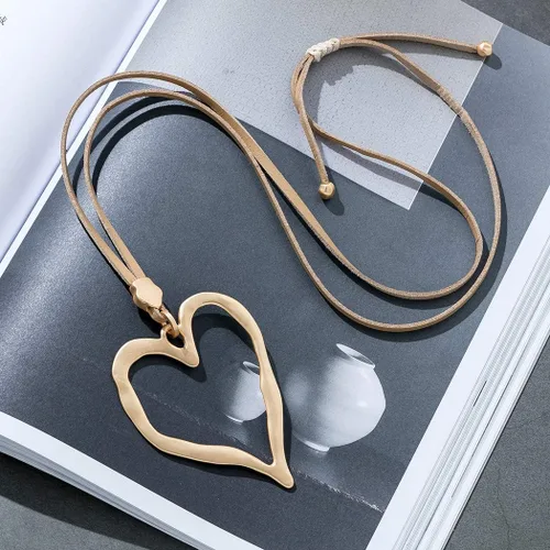 Miniatura 3 de Collar con colgante de corazón de amor para mujer, joyería de moda, collares largos de suéter Chian
